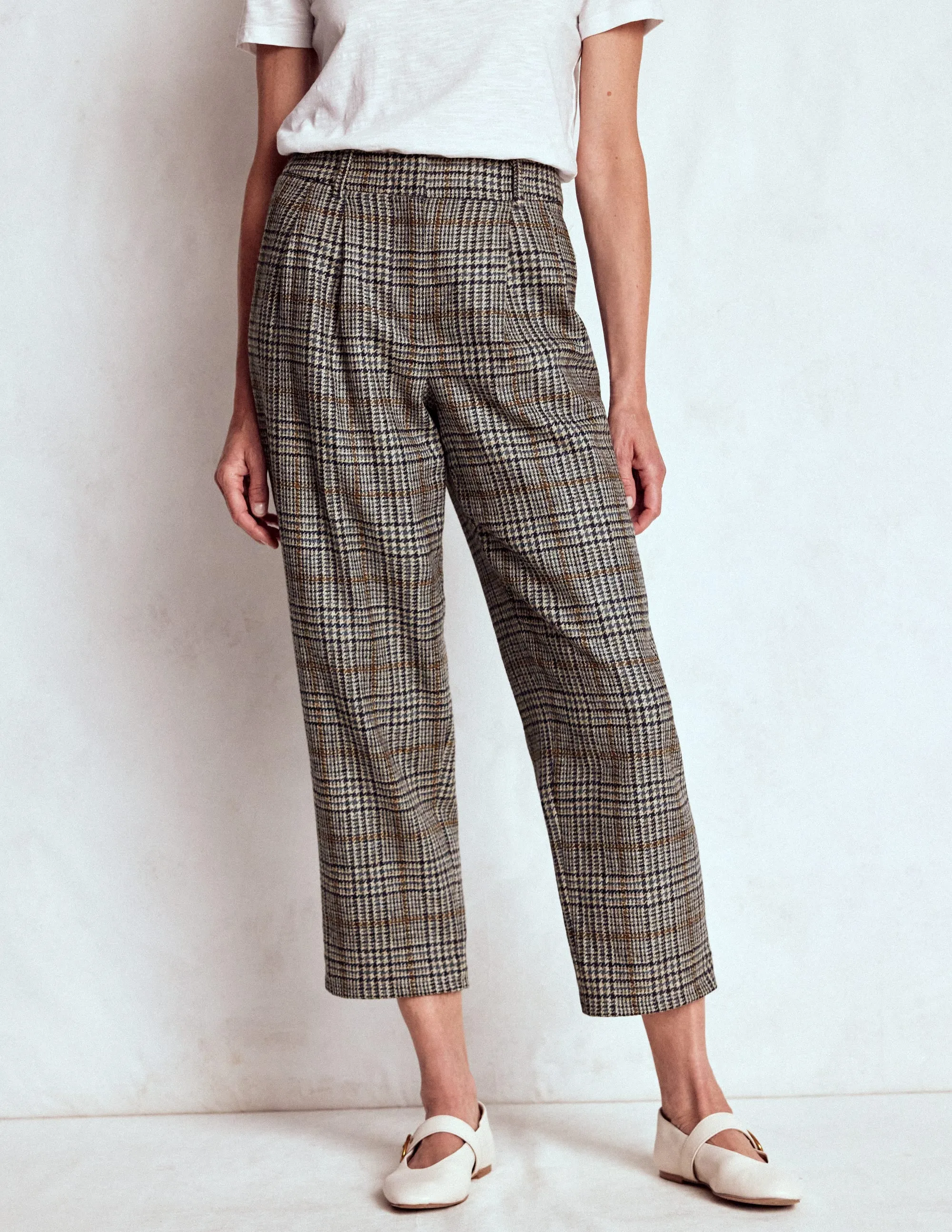 Chilly Day Comfort Bloomsbury Wool Trousers-Blue and Grey Prince of Wales