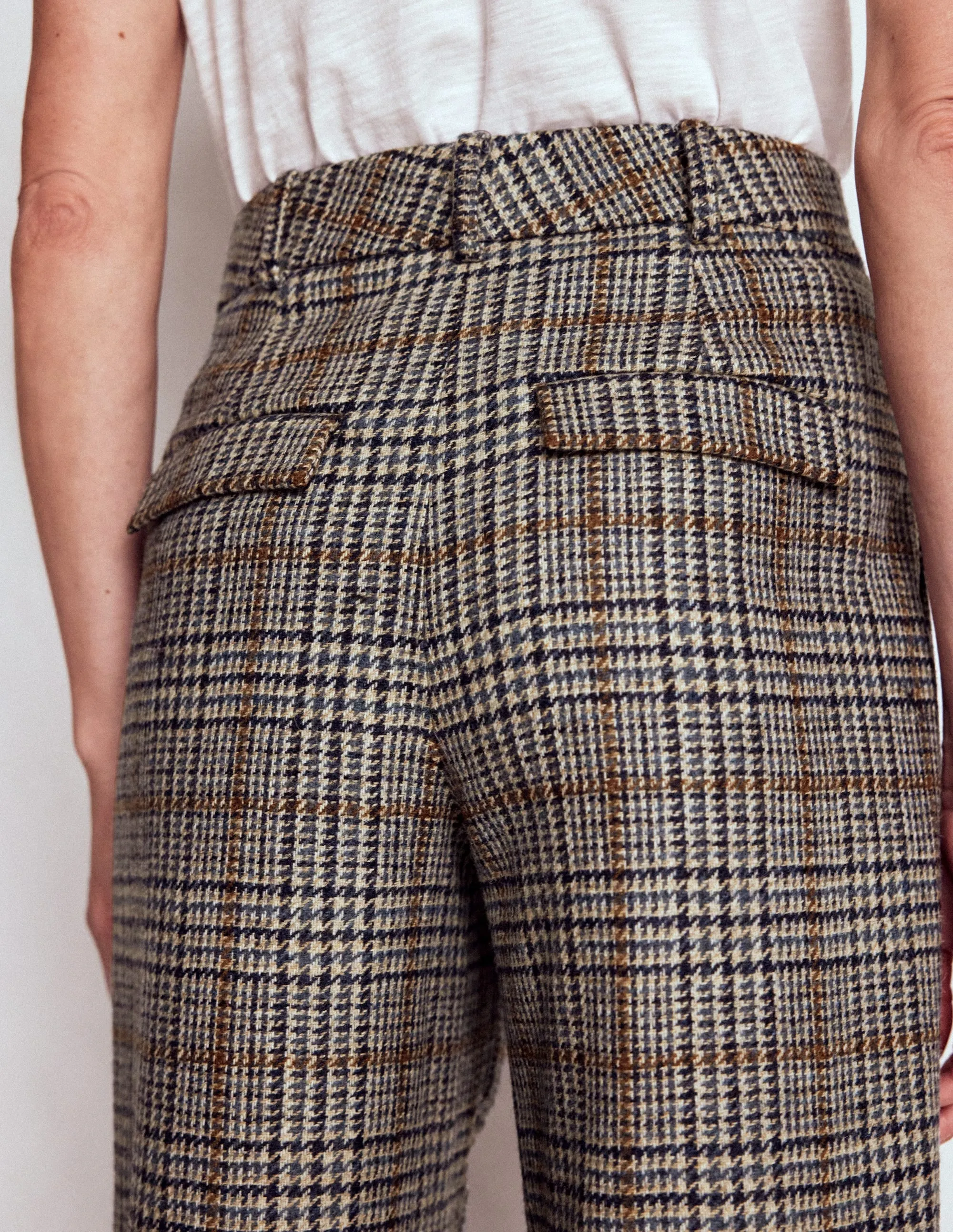 Anti Pilling Finish Bloomsbury Wool Trousers-Blue and Grey Prince of Wales