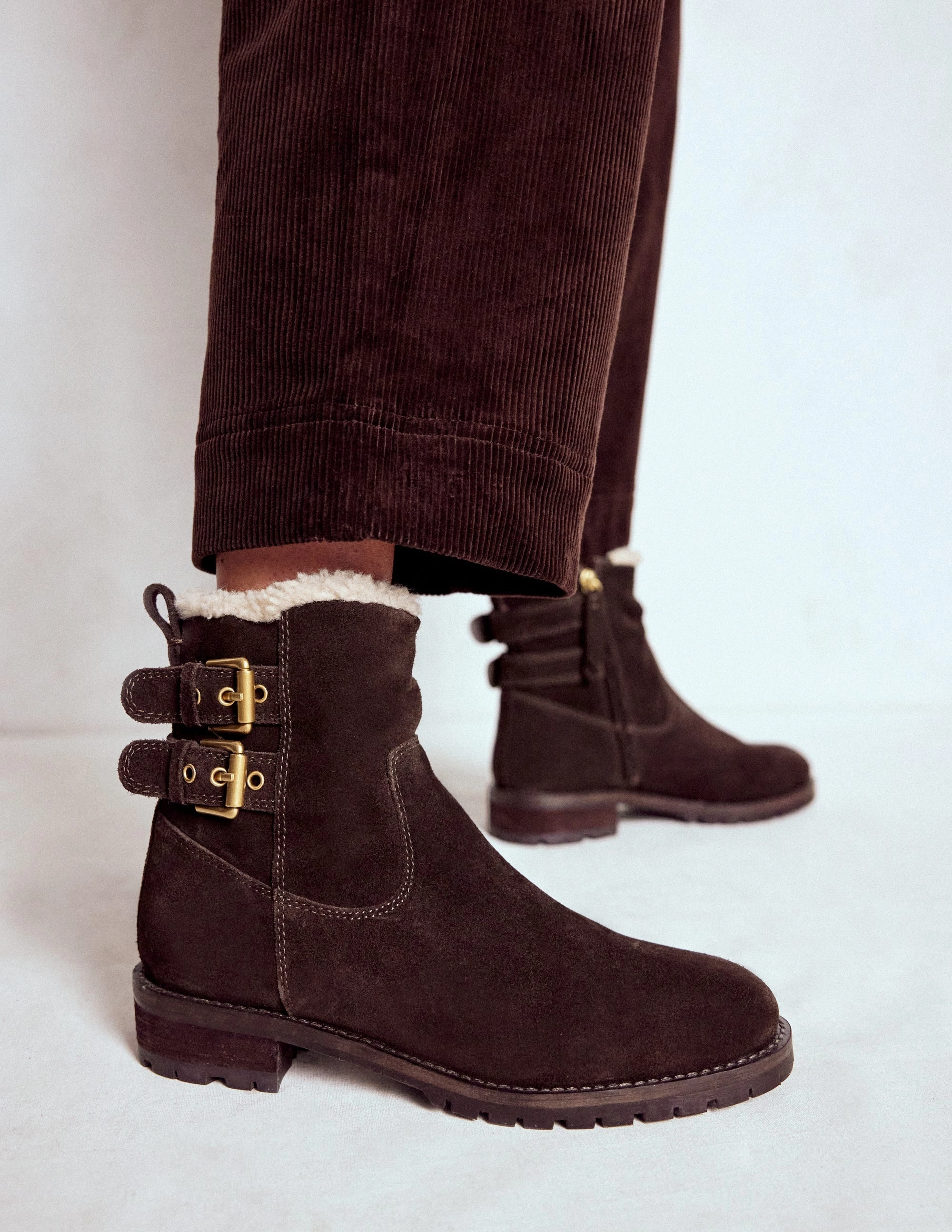 Low Profile Rough Terrain High Arch Buckle Ankle Boots-Bitter Chocolate