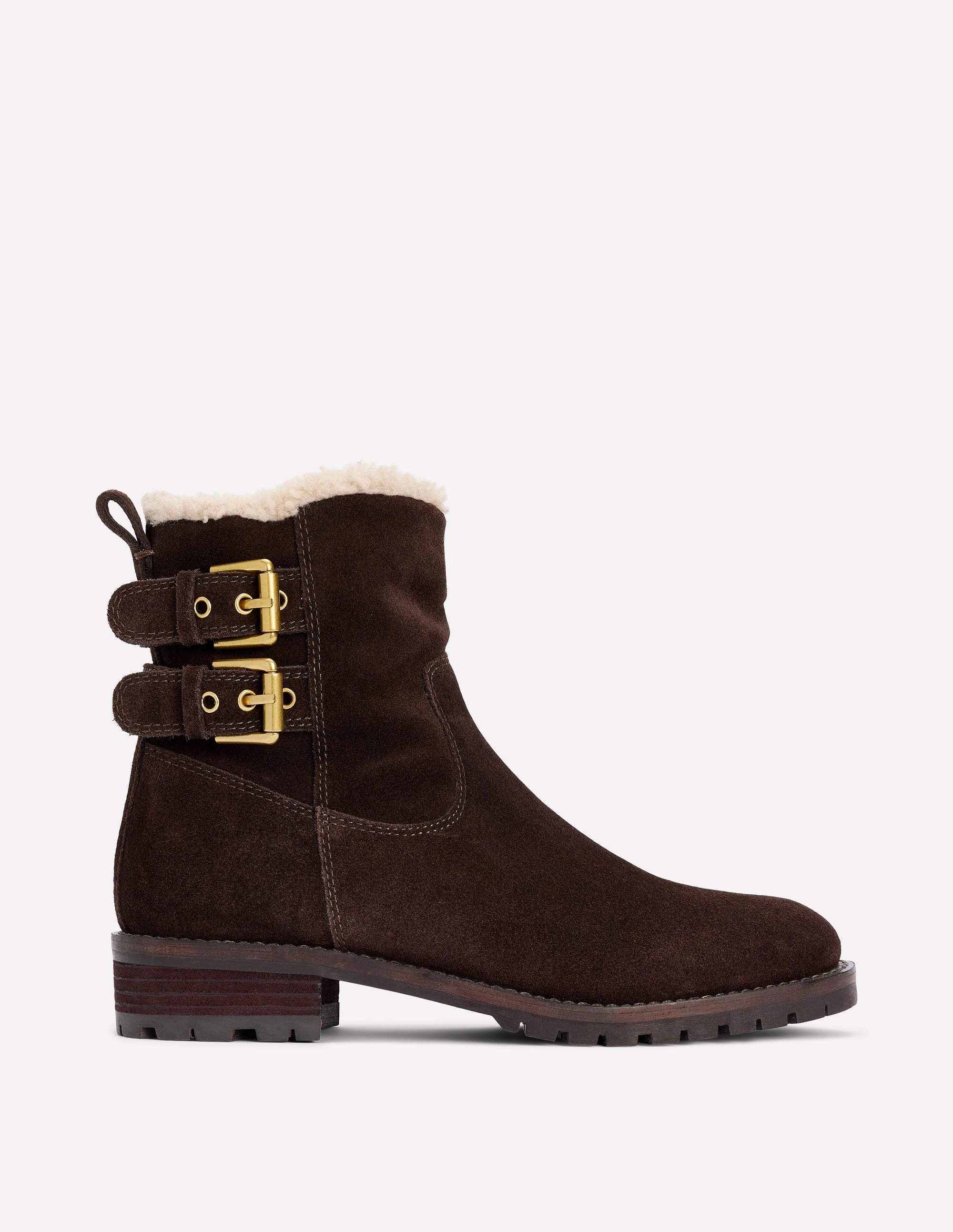 Seamless Comfort All Day Wear Buckle Ankle Boots-Bitter Chocolate