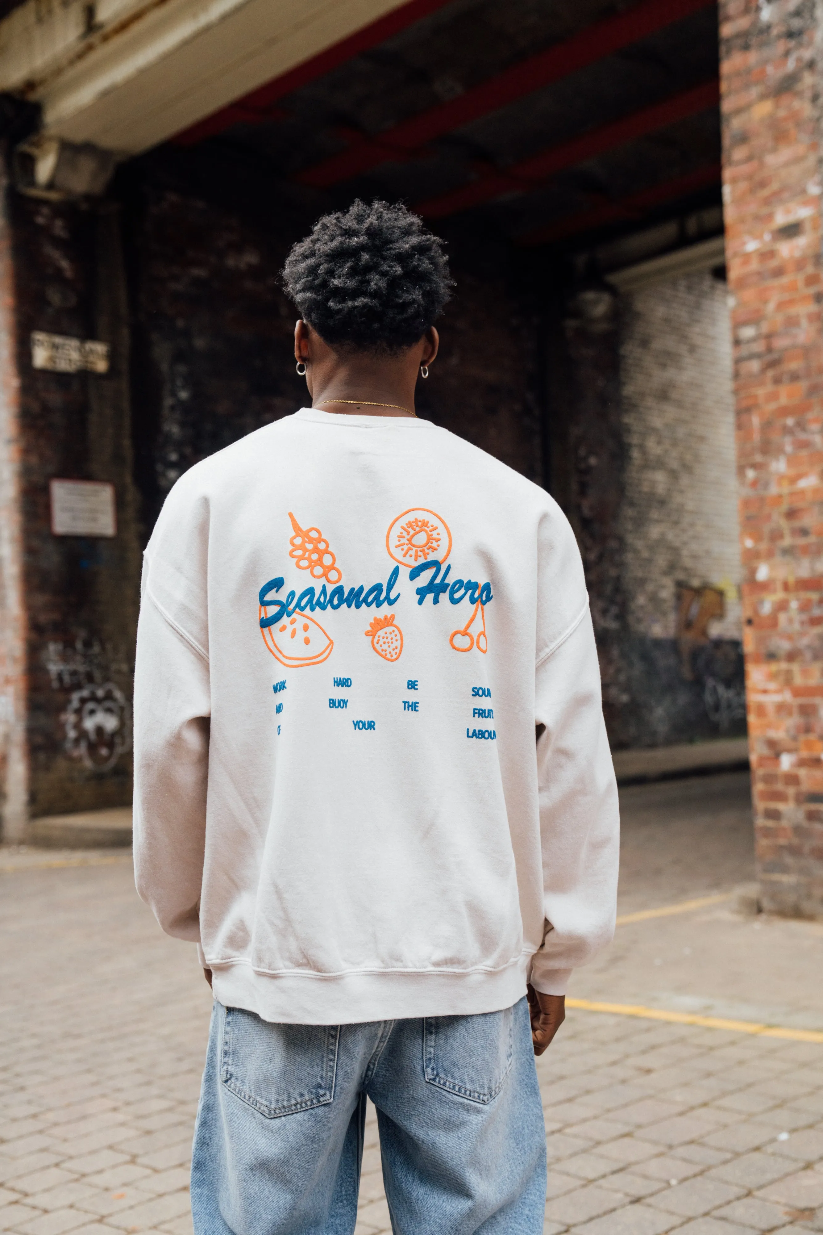 Seasonal Hero 'Fruits Of Your Labour' Vintage Washed Sweater - Cream Casual Cozy Warm Knitwear