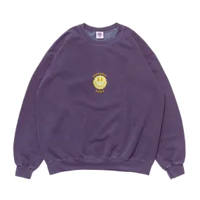 Seasonal Hero 'Trippy Smiler' Embroidered Vintage Washed Sweater - Violet Casual Vibes