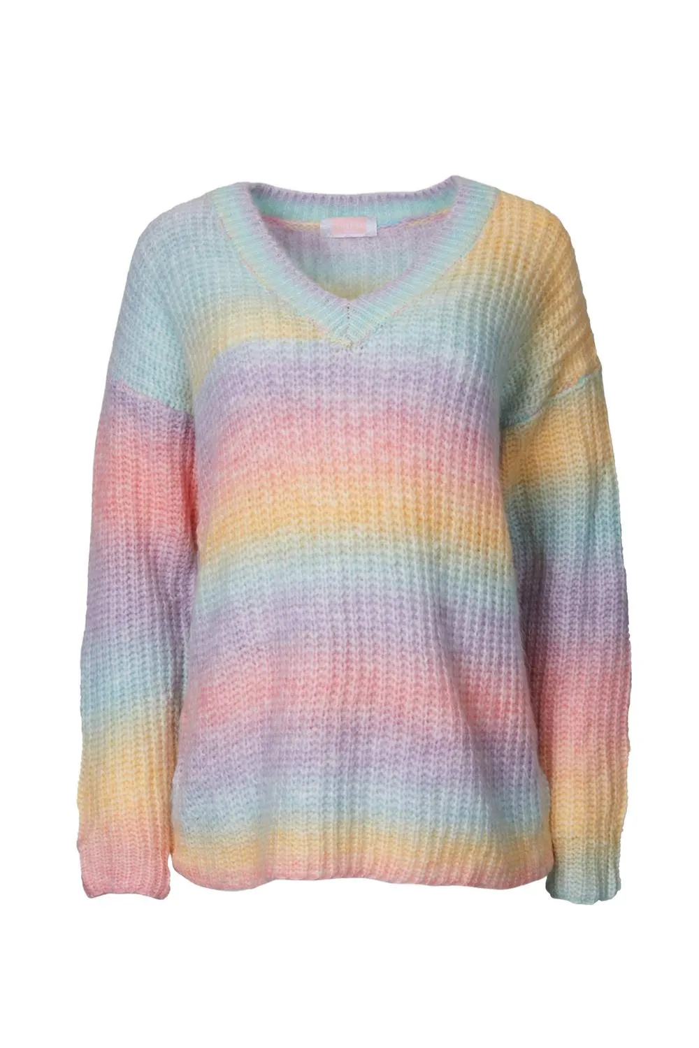 V-Neck Rainbow Sweater In Blush Classic Knitwear Functional Layers