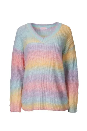V-Neck Rainbow Sweater In Blush Classic Knitwear Functional Layers