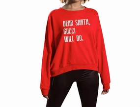 Soft Knit Layer Dear Santa Sweatshirt In Red