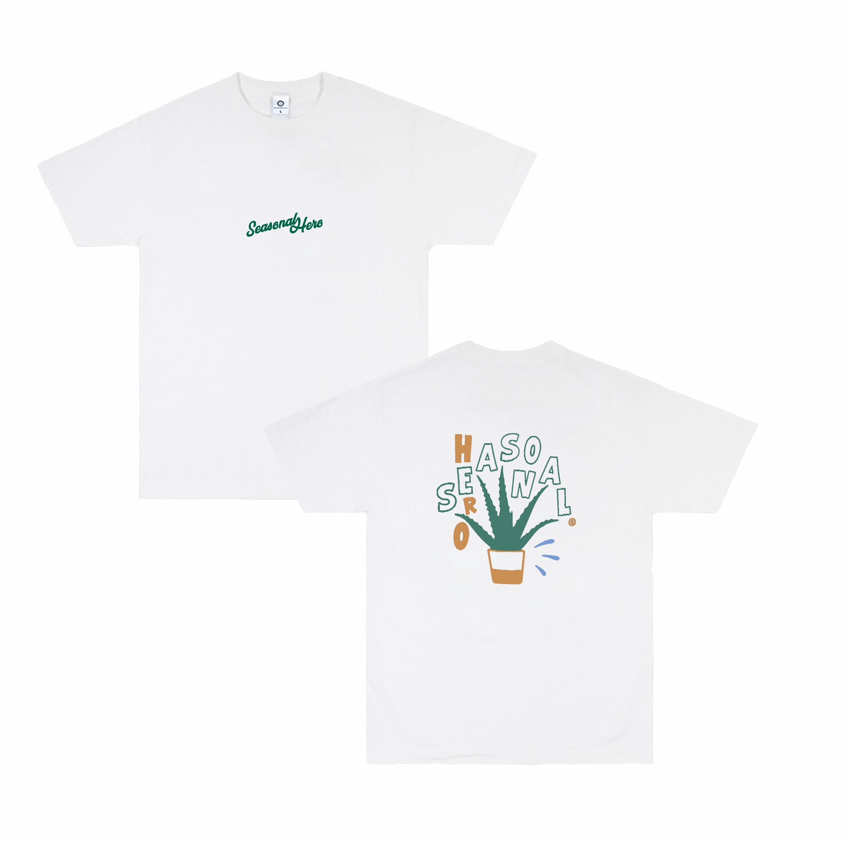 Seasonal Hero 'Aloe Vera' Tee - White Versatile Comfort Wear Eco Certified Textile