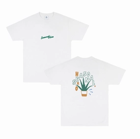 Seasonal Hero 'Aloe Vera' Tee - White Versatile Comfort Wear Eco Certified Textile