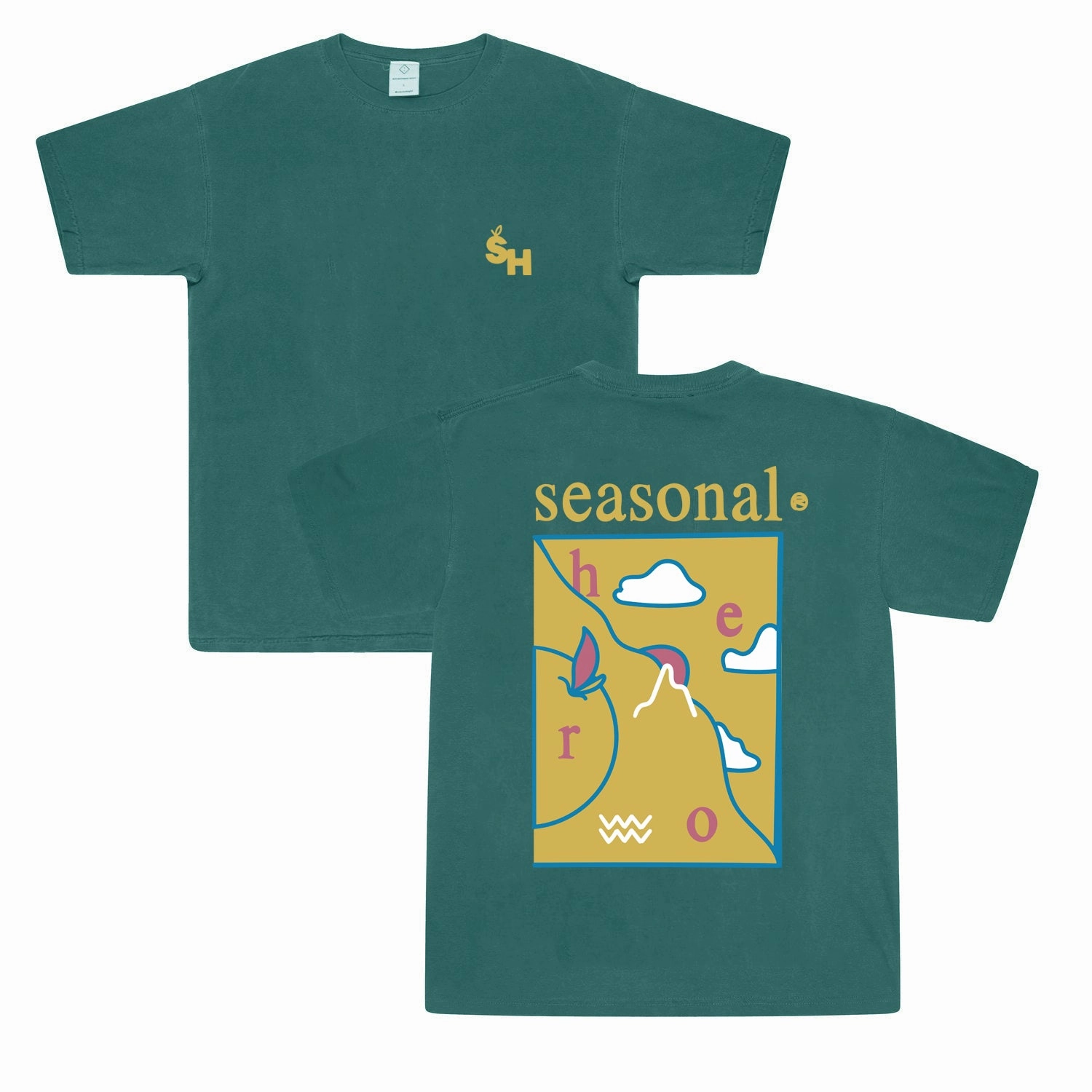 long sleeved Seasonal Hero 'Atlas' Vintage Washed Tee - Forest
