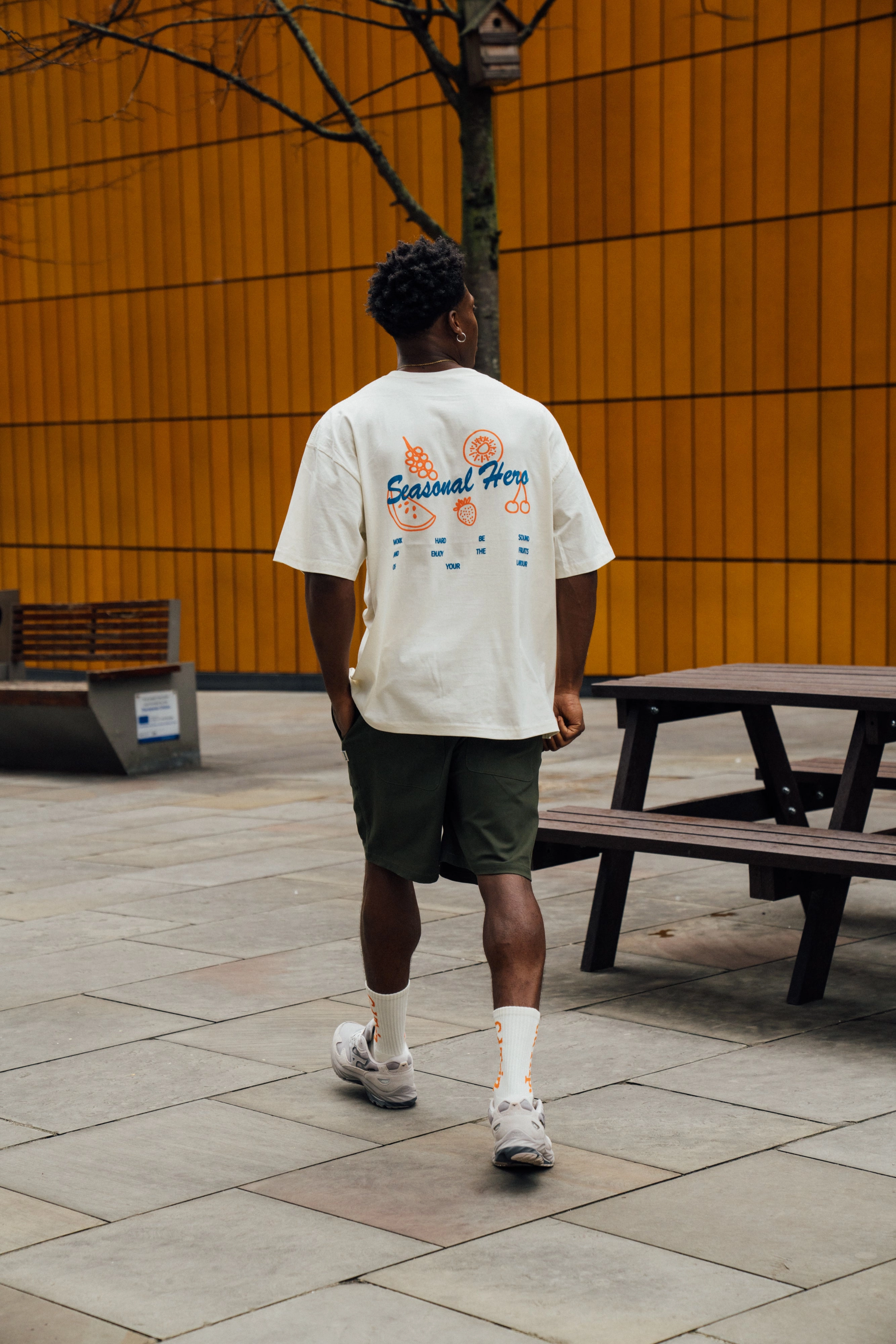 Seasonal Hero 'Fruits Of Your Labour' Tee - Ecru Micro Perforation
