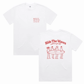 Seasonal Hero 'Ride The Waves' Tee - White Pre Shrunk Cotton Soft touch finish