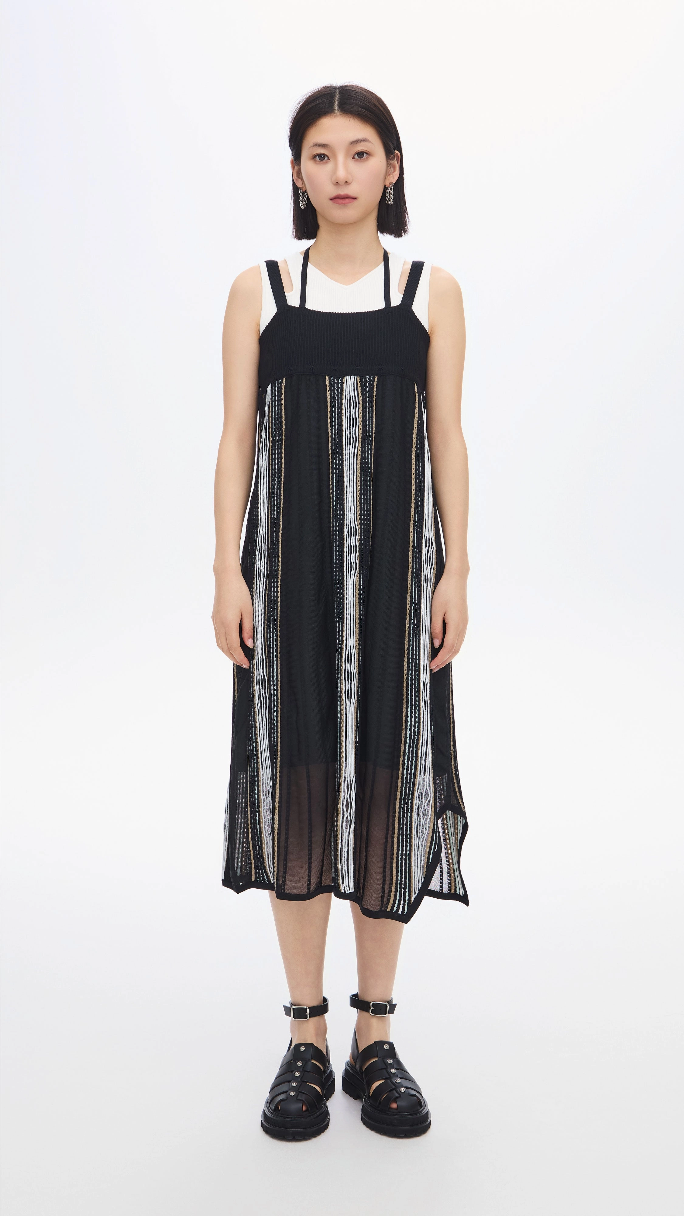 Pattern Knit Dress Movement Feel