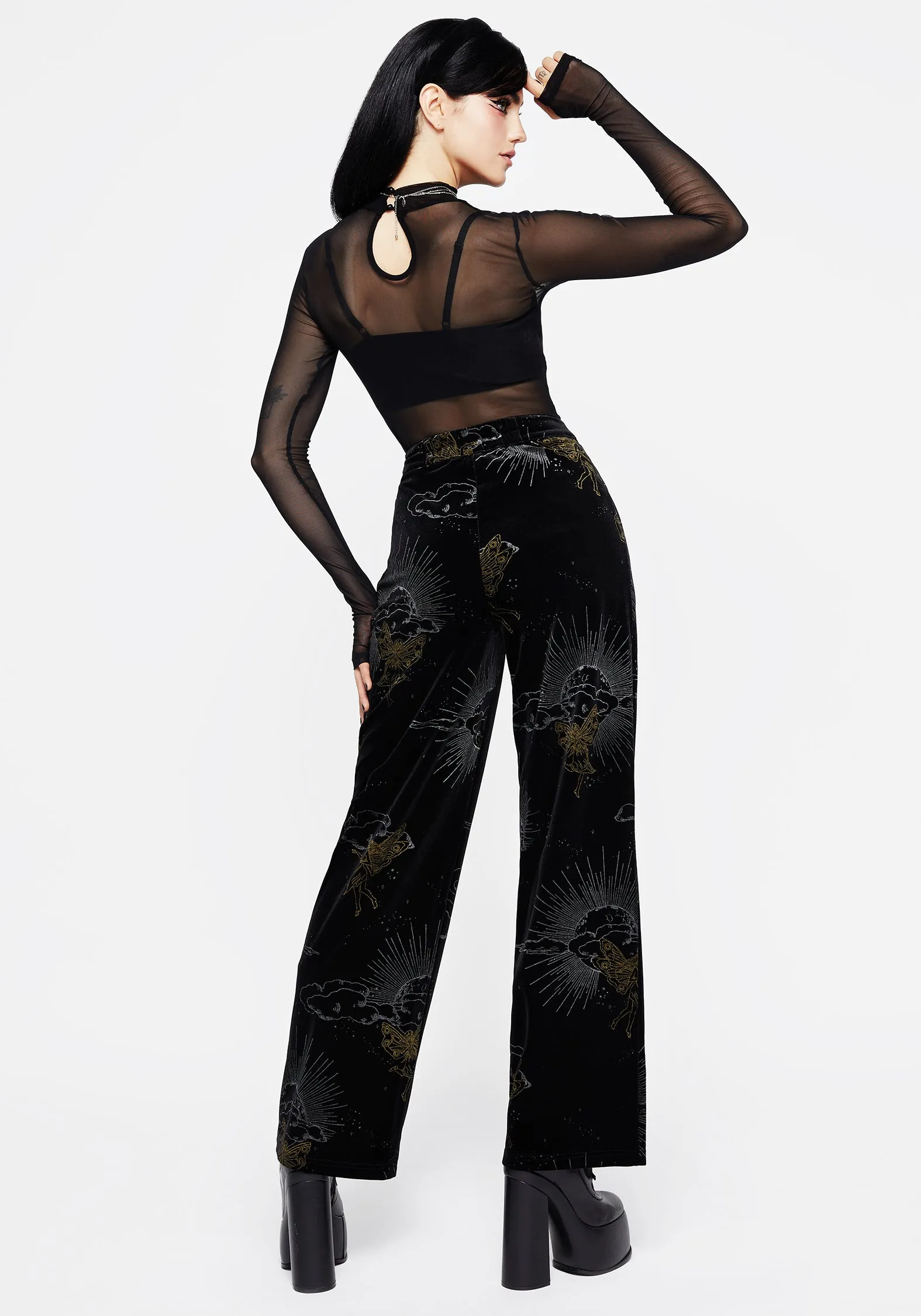MoistureControlLiner Adelina Foil Print Velour Wide Leg Trousers