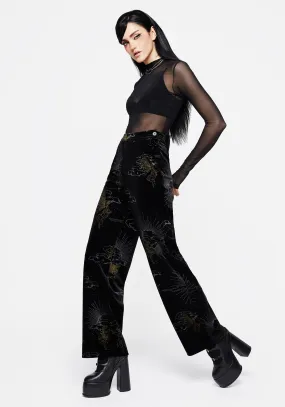 Adelina Foil Print Velour Wide Leg Trousers Outdoor Friendly