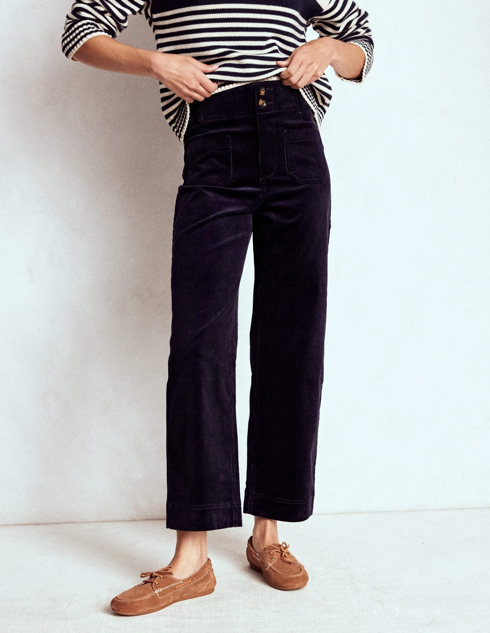 Temperature Regulating Fabric Breathable Stretch Primrose Cord Trousers-Navy