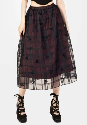 birthday party Subtle Look Sedona Organza Check Embroidered Midaxi Skirt