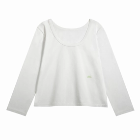 Fun Style Ethically Sourced Materials Scoop Neck Long Sleeve T-shirt Bright White