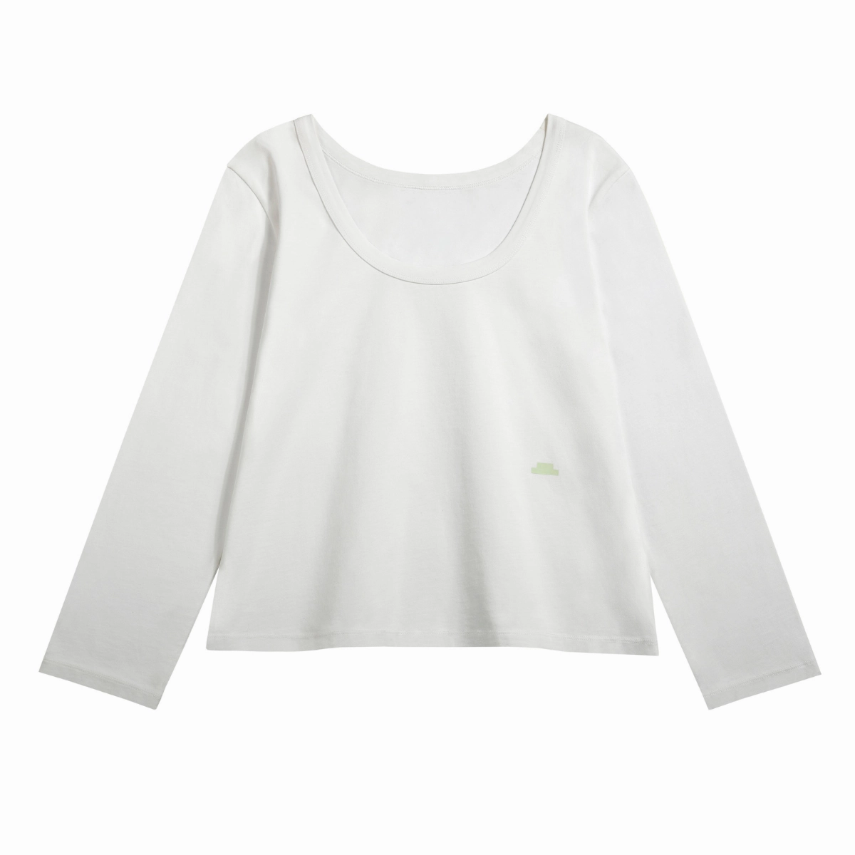 Fun Style Ethically Sourced Materials Scoop Neck Long Sleeve T-shirt Bright White