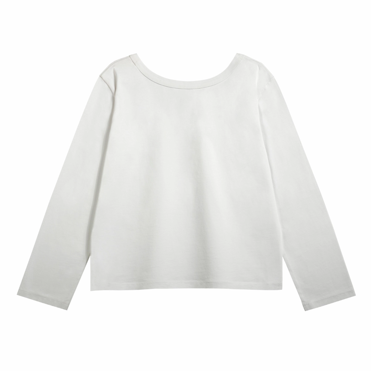 Scoop Neck Long Sleeve T-shirt Bright White Ethically Sourced Cotton Sleep