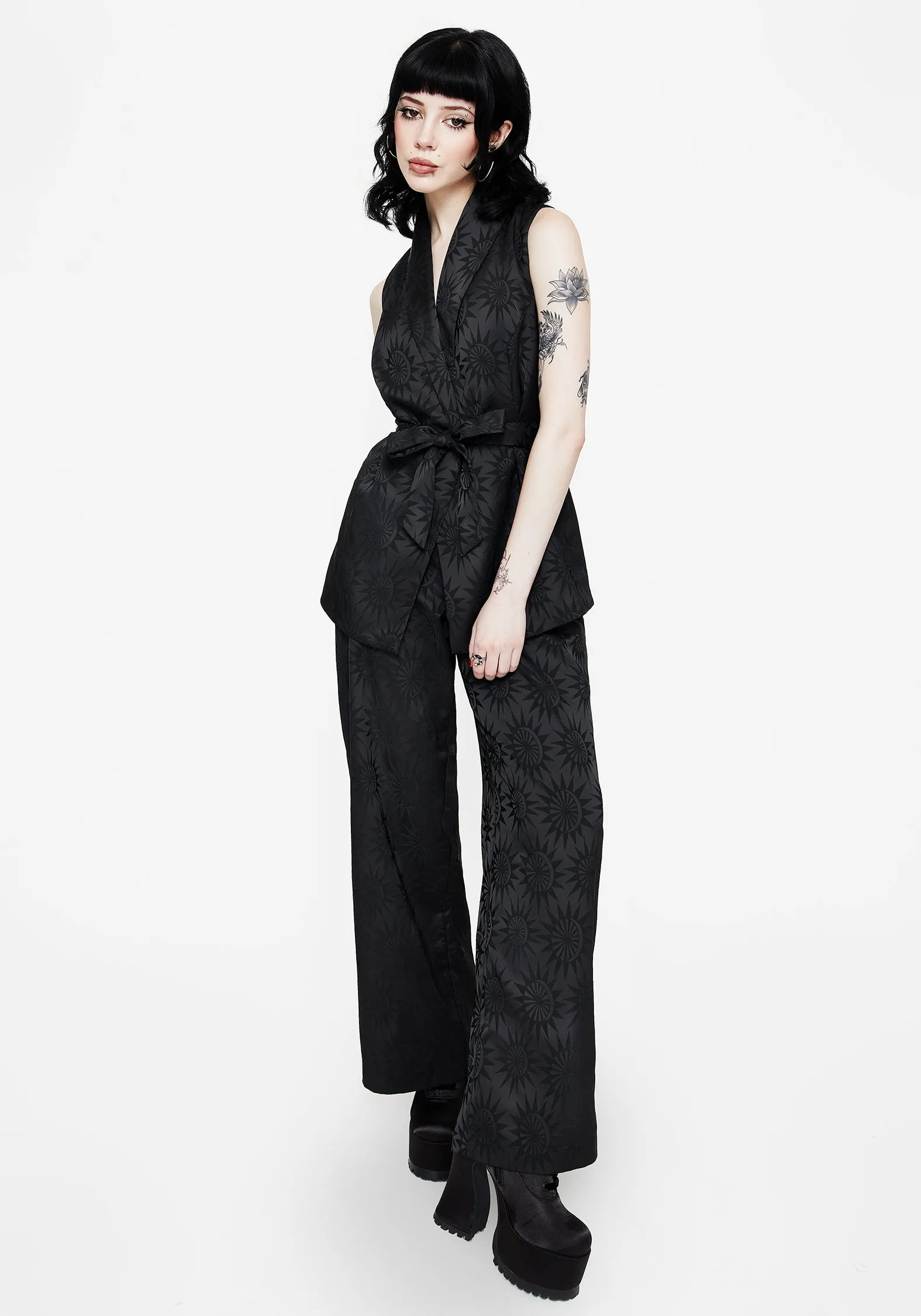 Semine Celestial Printed Wide Leg Trousers Flex Wear