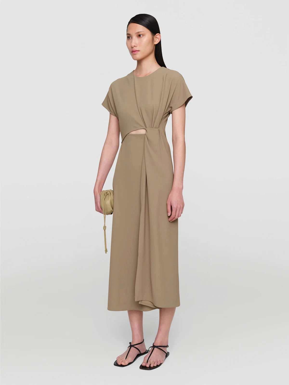 Winter Layering Relax Draping Sepia Judith Tri Acetate Dress