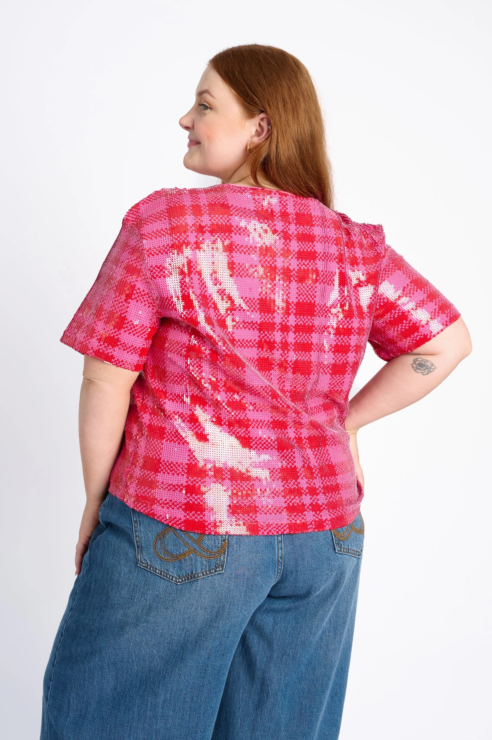 BuiltInLayer AbrasionResistant Finish Sequin Check Tee