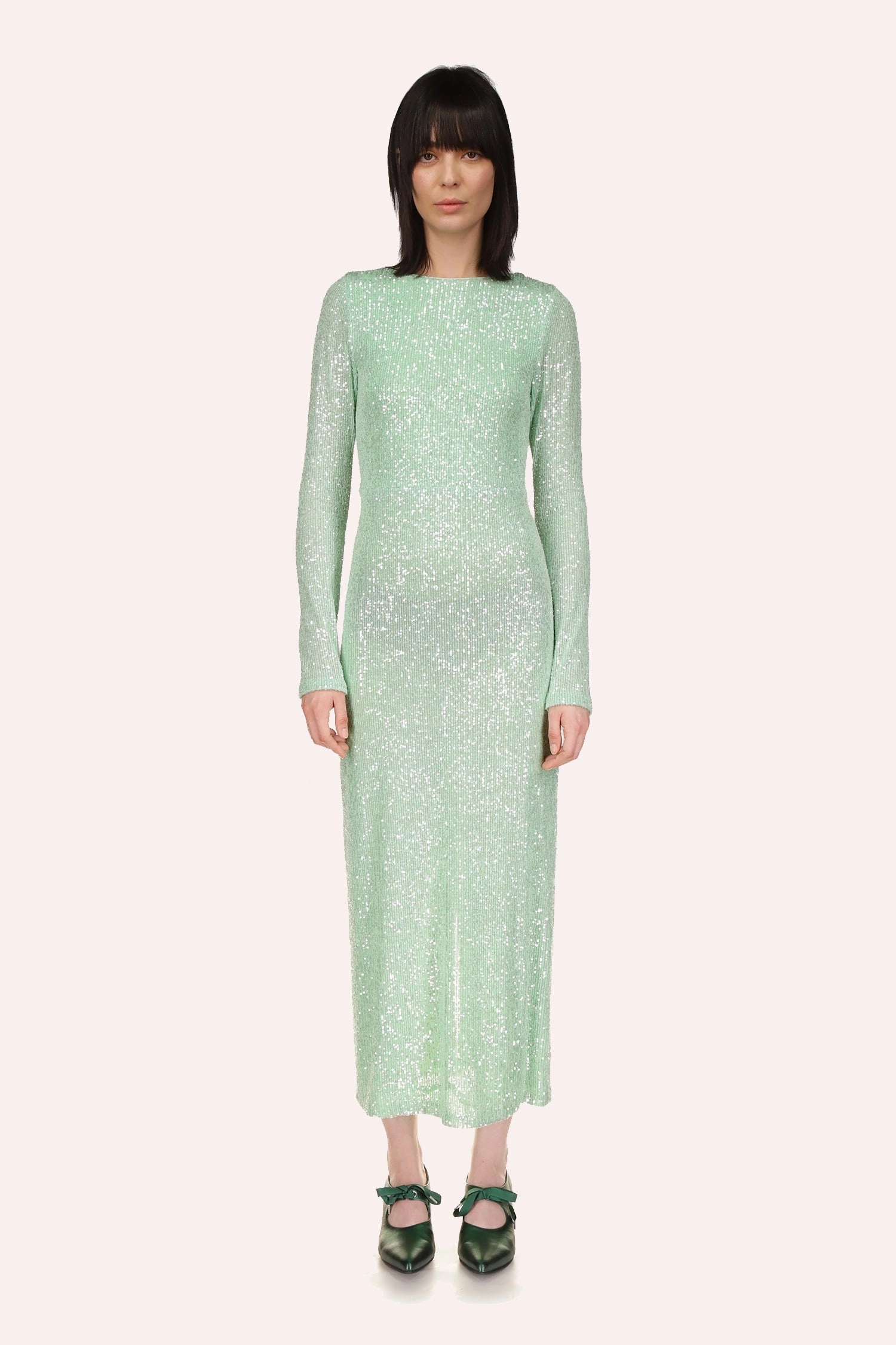 Unlined Look Country View Sequin Mesh Dress