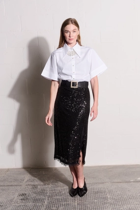 Sequin Skirt with Lace in Black Easy Layers