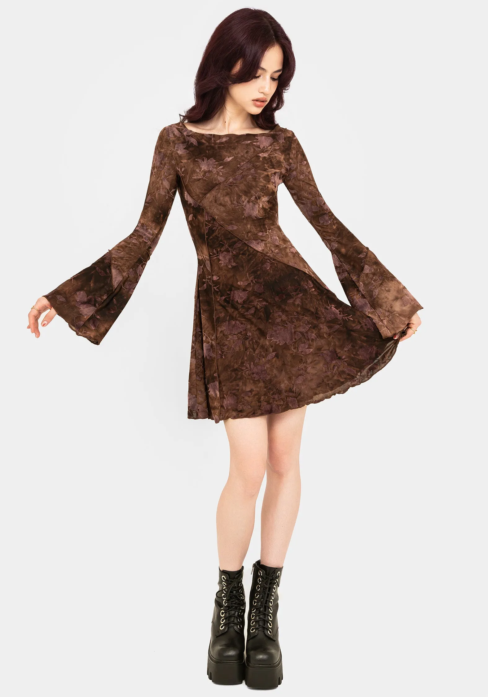 Serenade Long Sleeve Floral Mini Dress Semi Casual