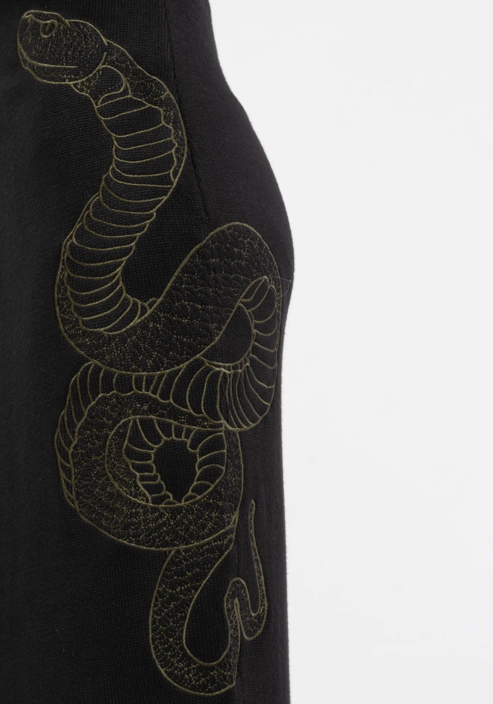 Comfy Layers Lounge Vibes Serpent Snake Embroidered Knit Midi Dress