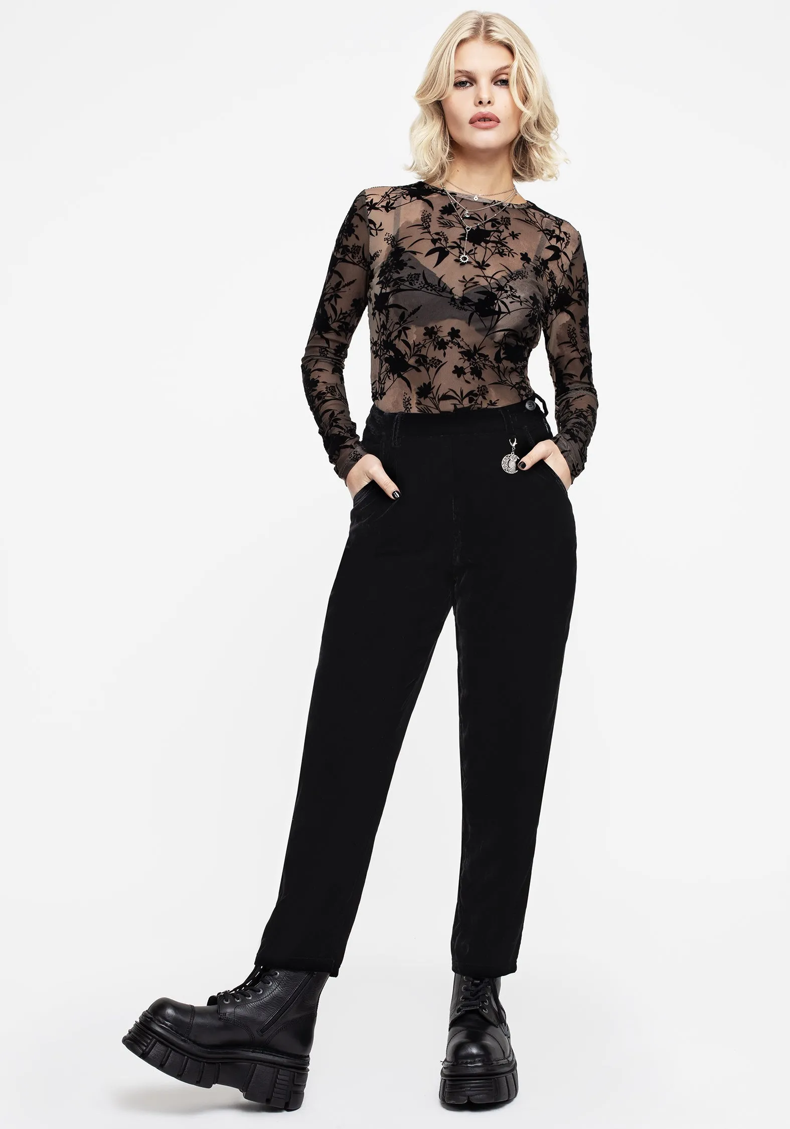 Shadow Velour Tapered Trousers Work Essential Adaptable Design