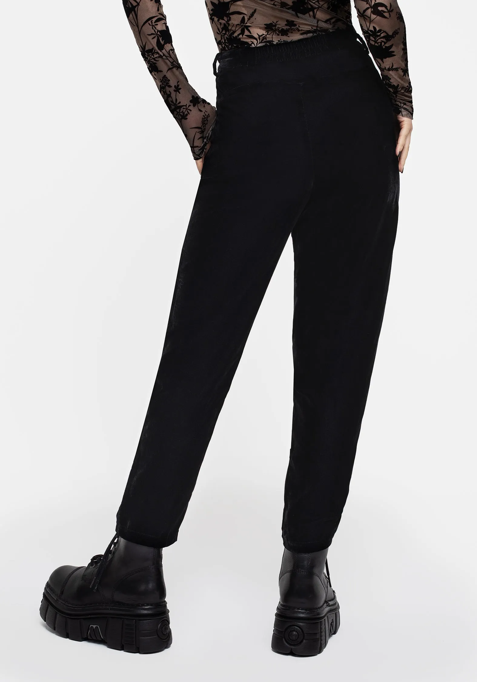 Tear Resistant Weave Shadow Velour Tapered Trousers