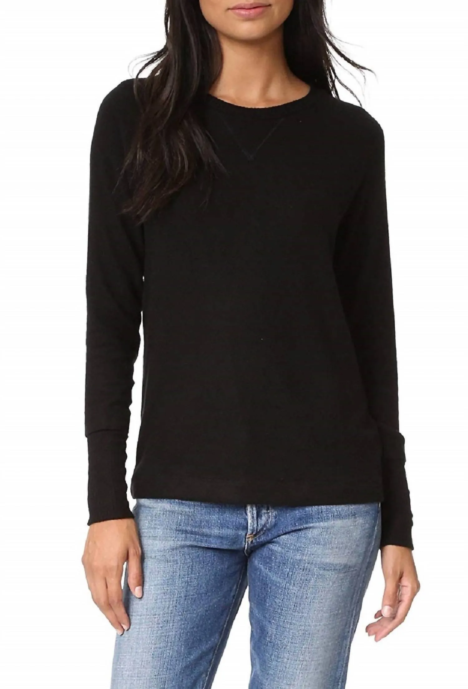 Basic Must-Have Shala Brushed Sweater In Black