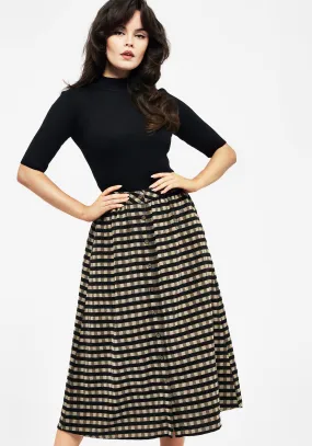 Sensus Check Button Front Midi Skirt Summer Picnic