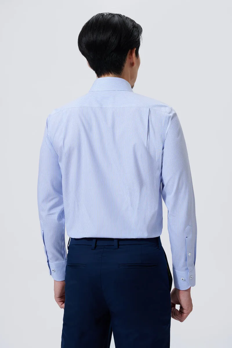 Supreme Cotton-Silk Dress Shirt | Blue Stripes 2740DK Abrasion resistant quick dry