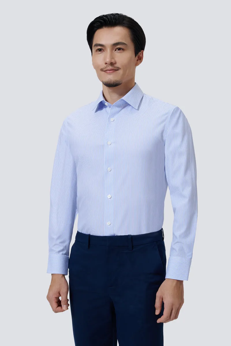 Supreme Cotton-Silk Dress Shirt | Blue Stripes 2740DK Weekend Adventure Autumn Look