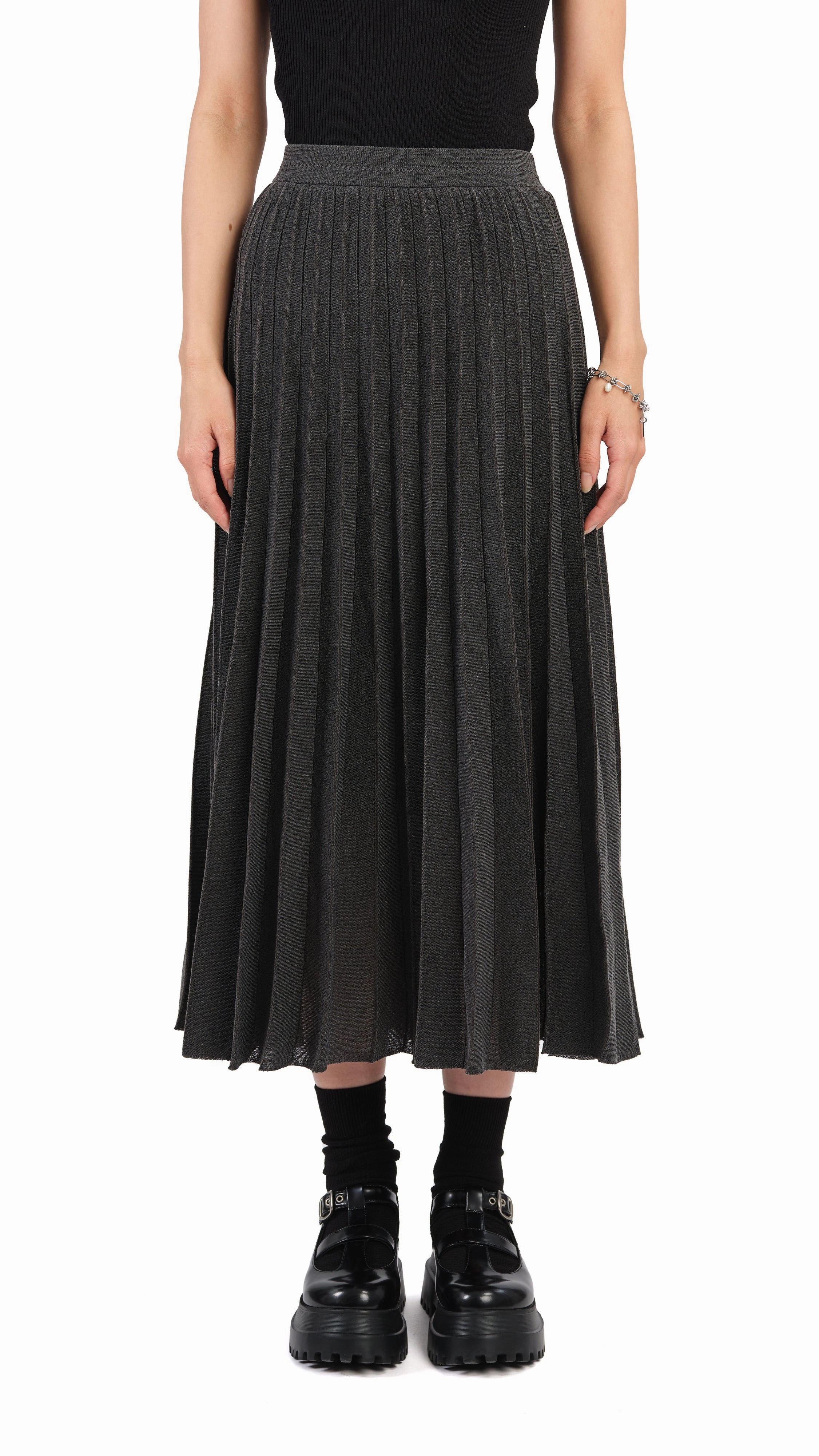 Elasticized Cuff Outfit Vibes Sheer Knit Skirt