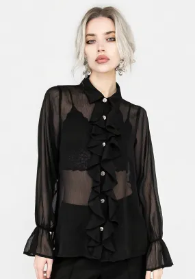 Shelly Sheer Ruffle Shirt Oversized Fit