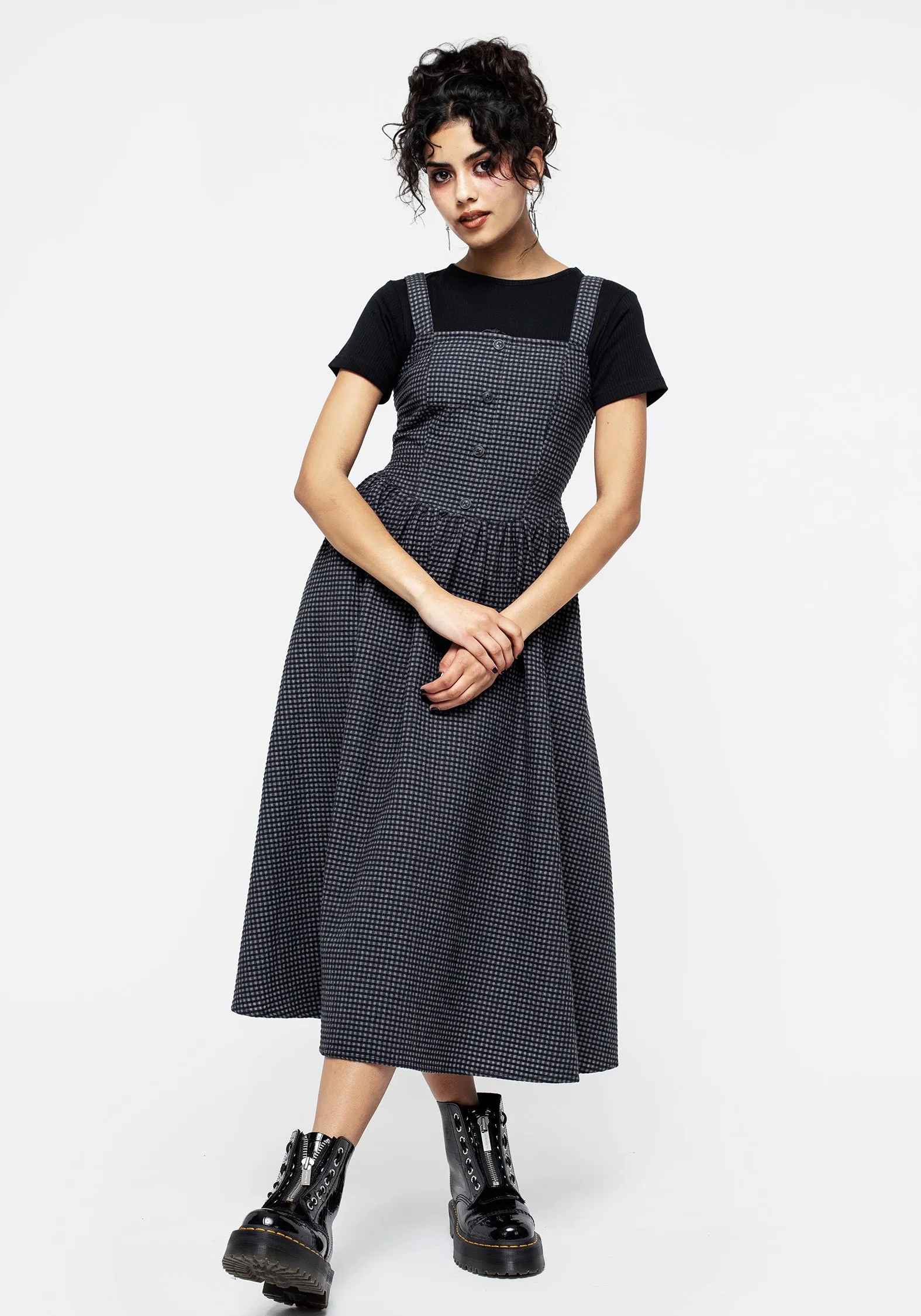 Classic Motion Functional Style Faythe Apron Midi Dress