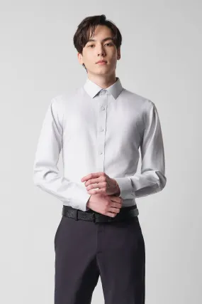 Wrinkle-Free Classic Herringbone Dress Shirt | Light Grey 31880N Wrinkle-Free