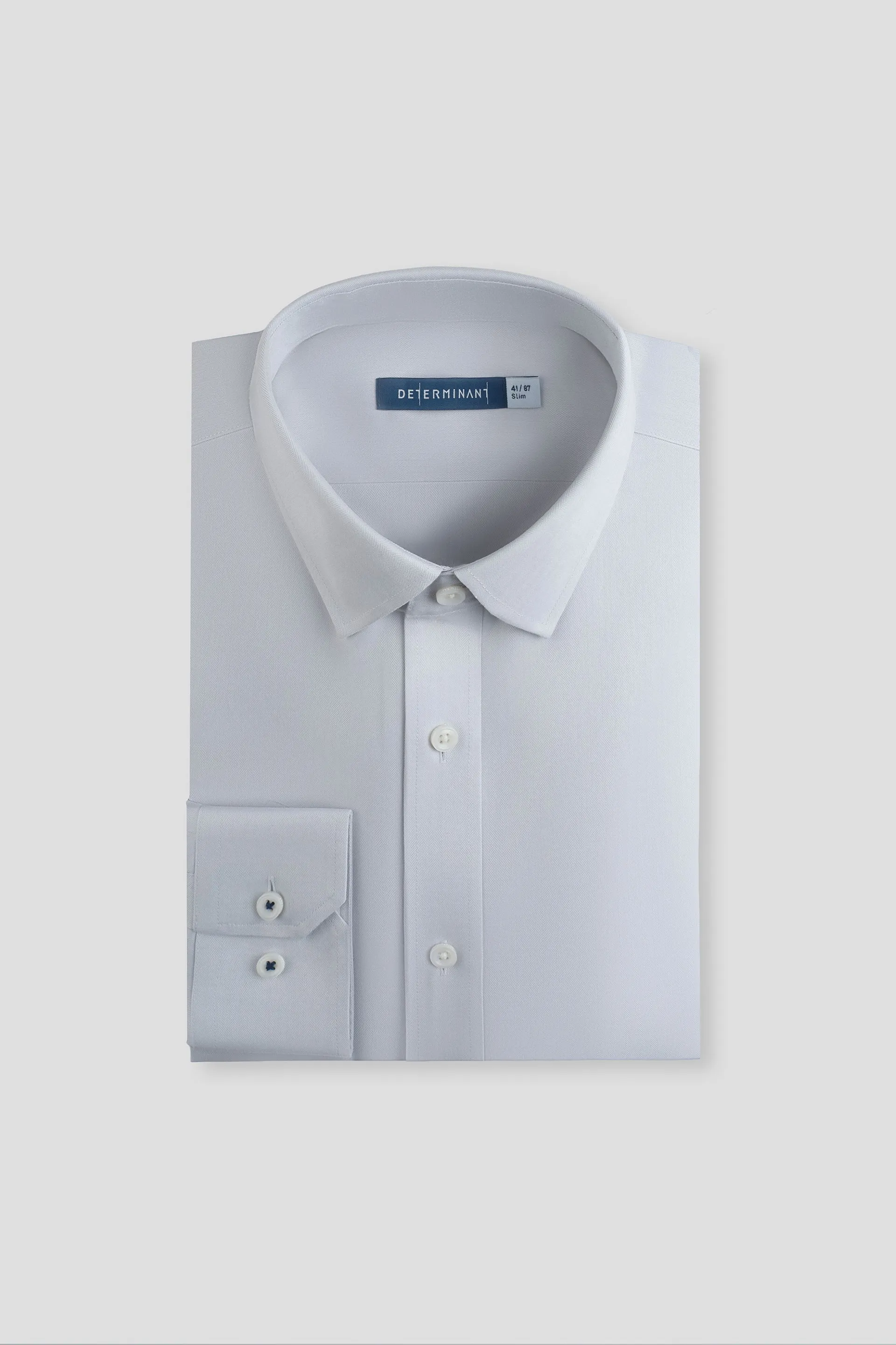 Fade Resistant Formula Wrinkle-Free Classic Herringbone Dress Shirt | Light Grey 31880N