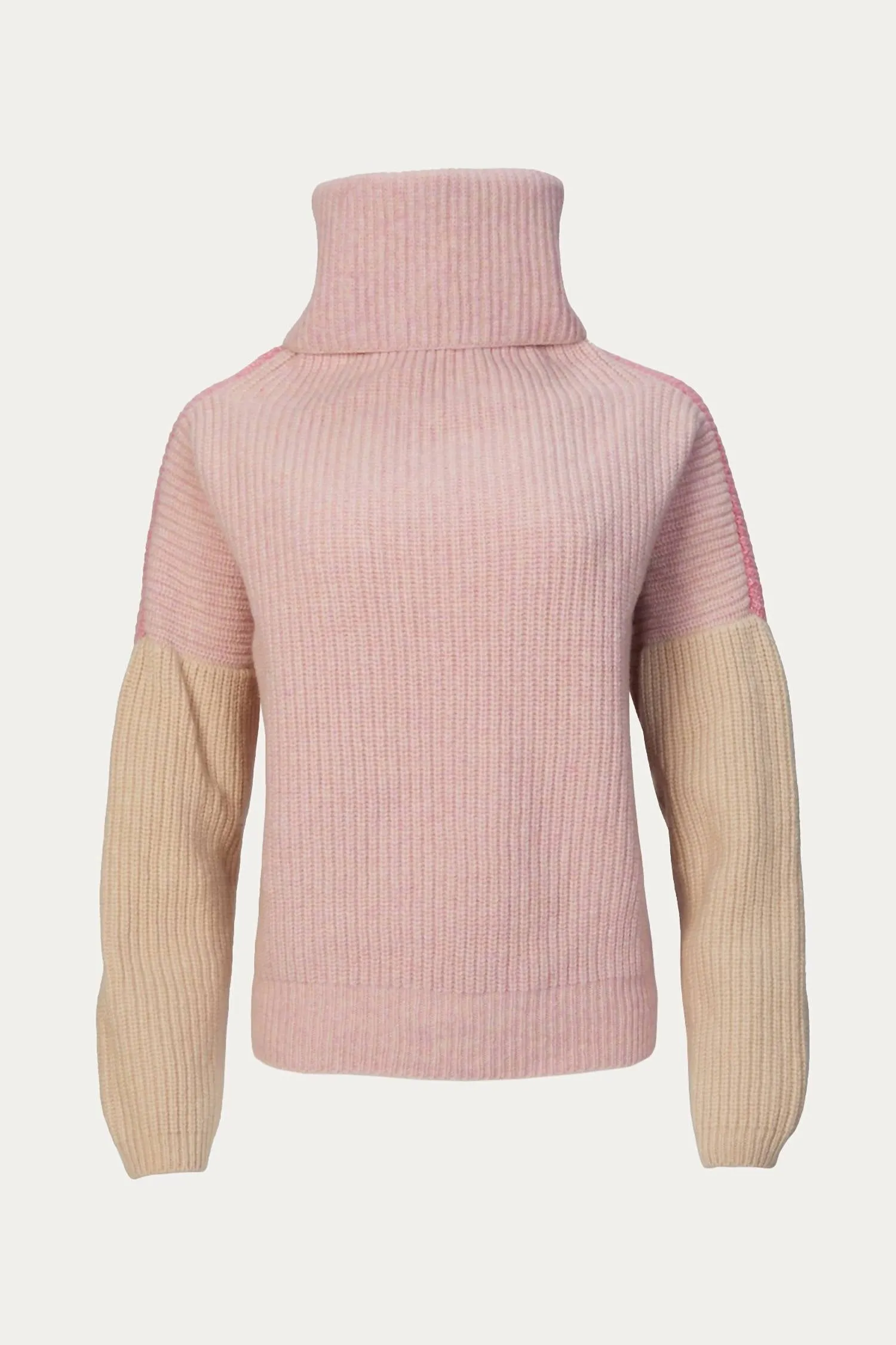 Low Impact Production Cozy Warm Layer Joan Jumper In Pink Color Block