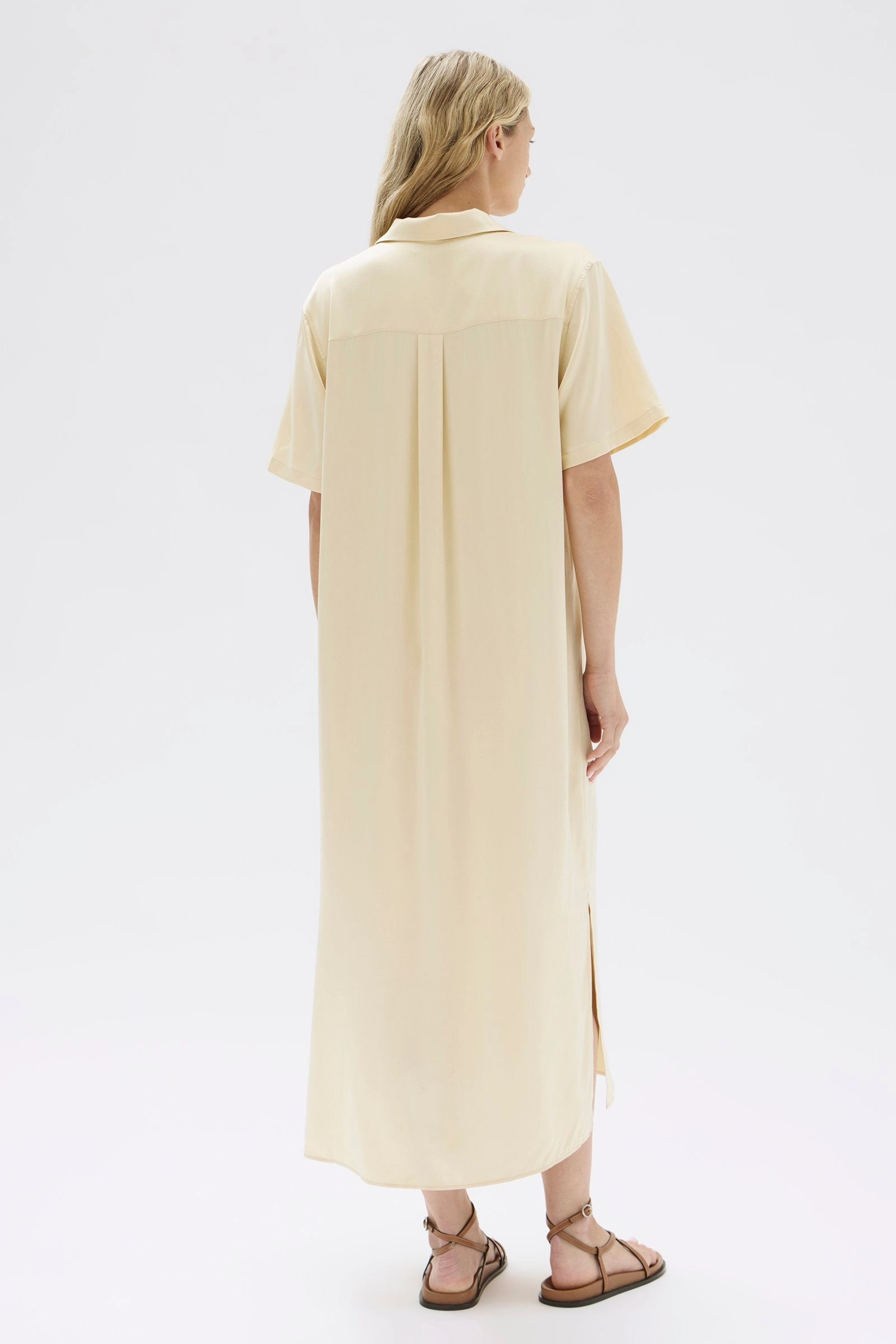 Silk Resort Shirt Dress Relax Piece Functional-Design