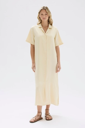 Evening Glow Silk Resort Shirt Dress