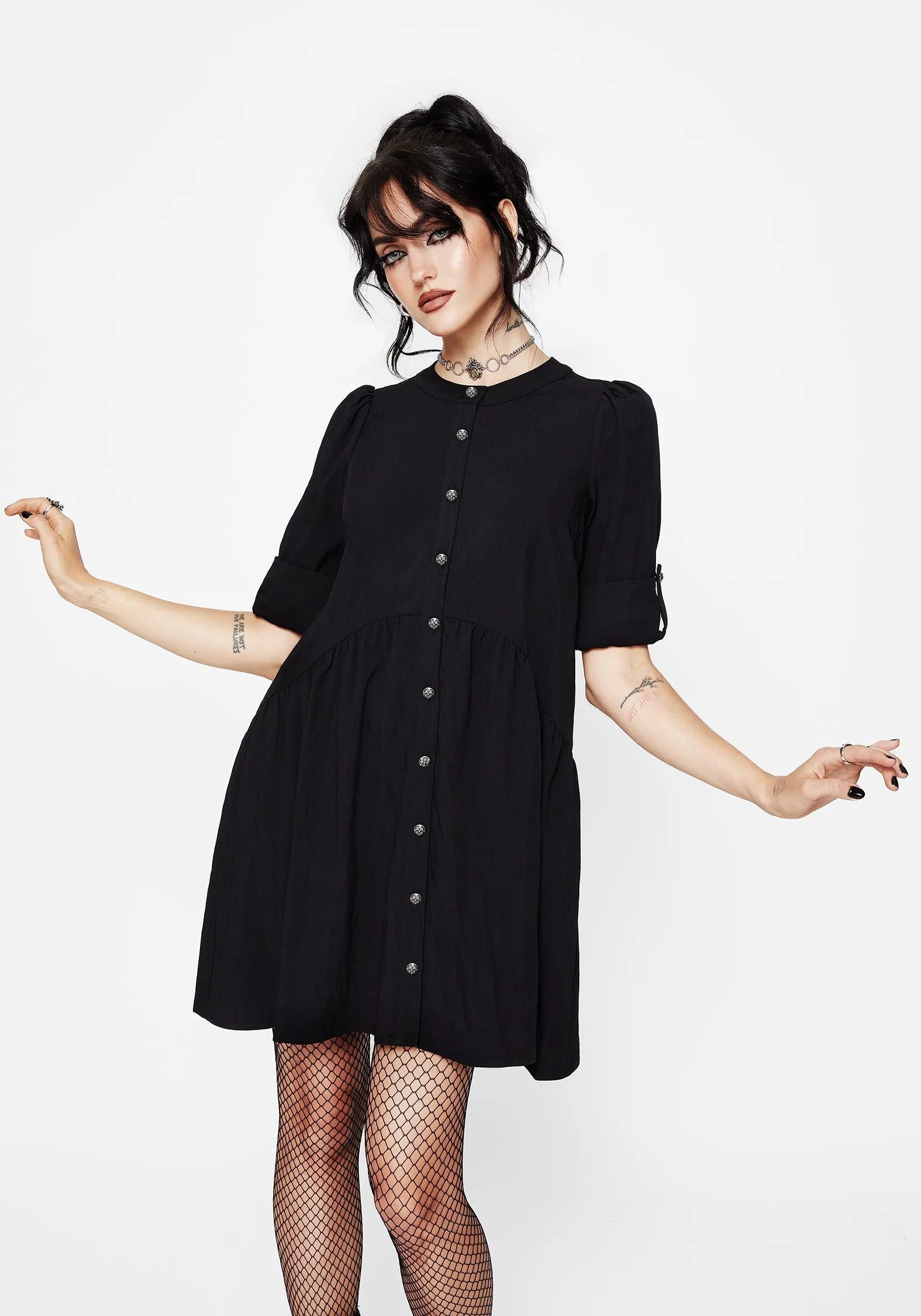 Vibrant Spirit Urban Cool Arden Button Down Mini Smock Dress