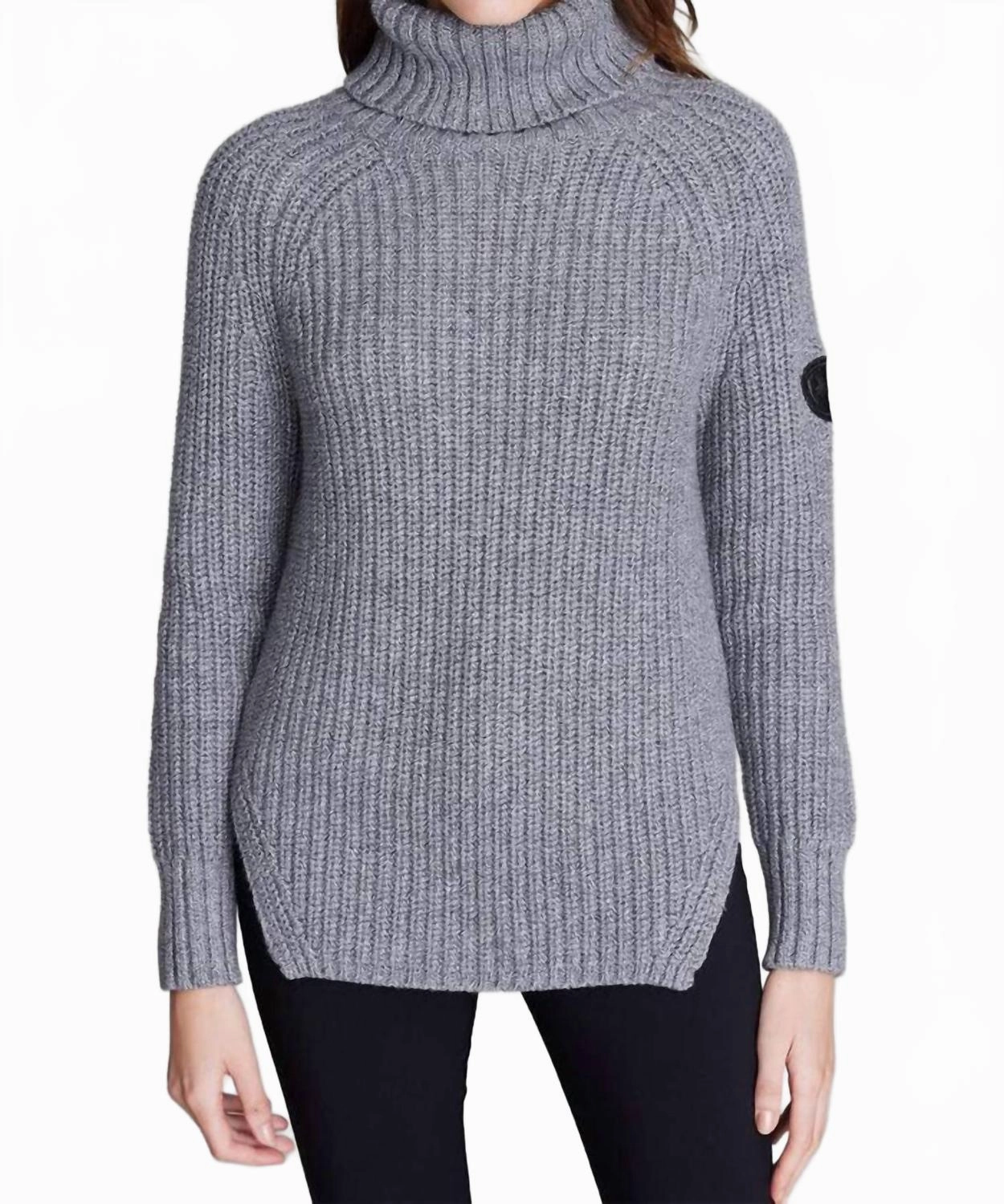 Simone Sweater In Heather Speckle Black Knit texture