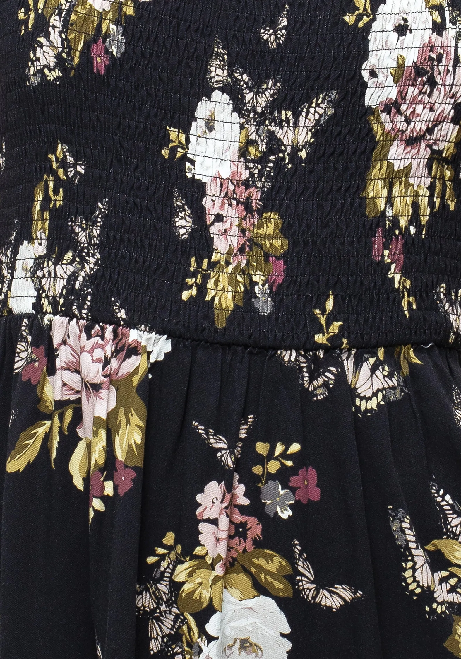 Bold Pattern Revival Floral Puff Sleeve Shirred Mini Dress