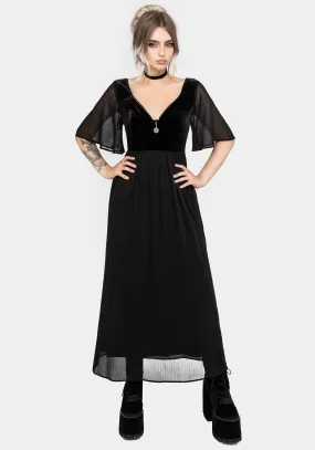 Subtle-Print Oculist Chiffon Maxi Dress
