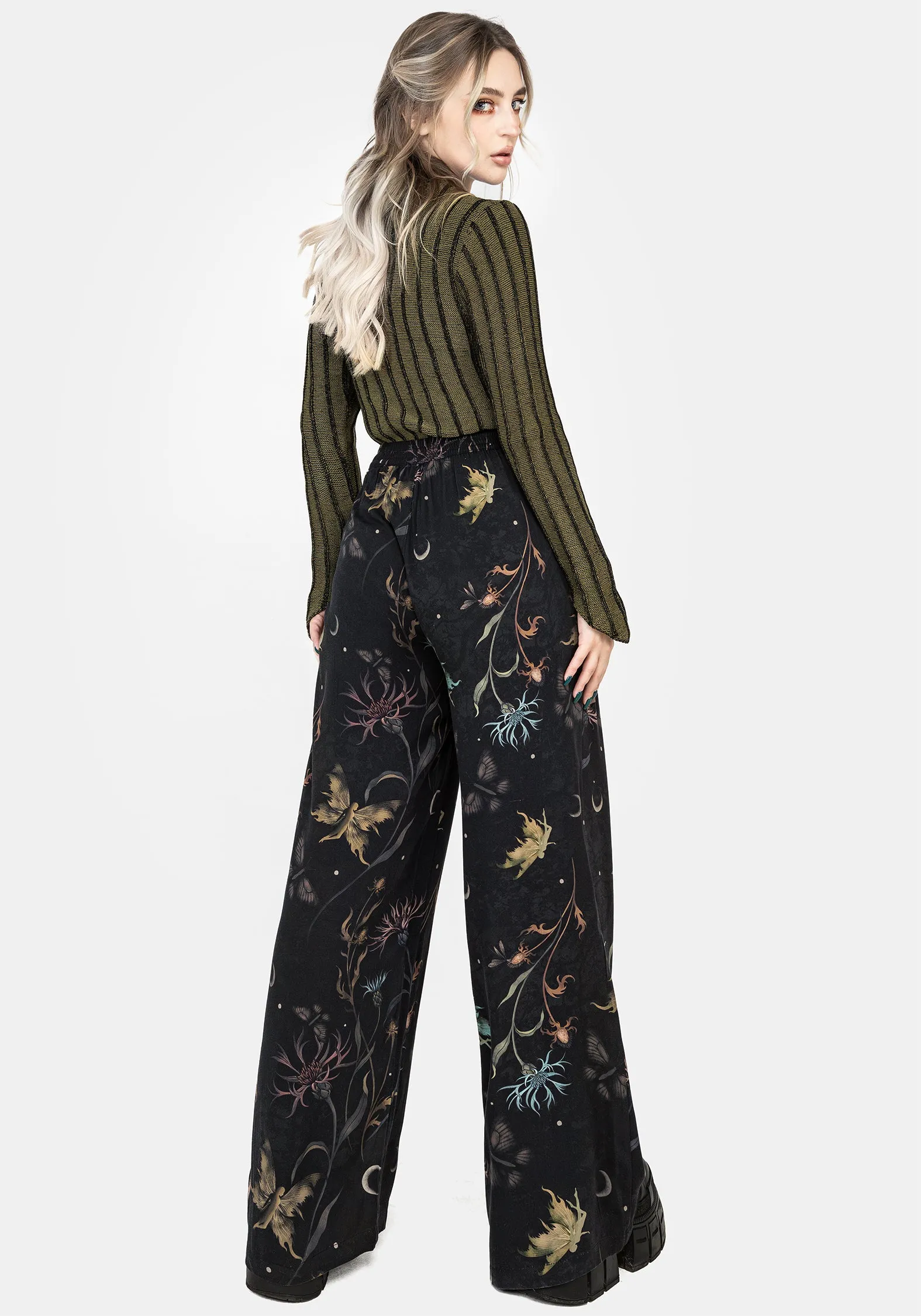 Flatlock Seams Rosanella Floral Print Straight Leg Trousers