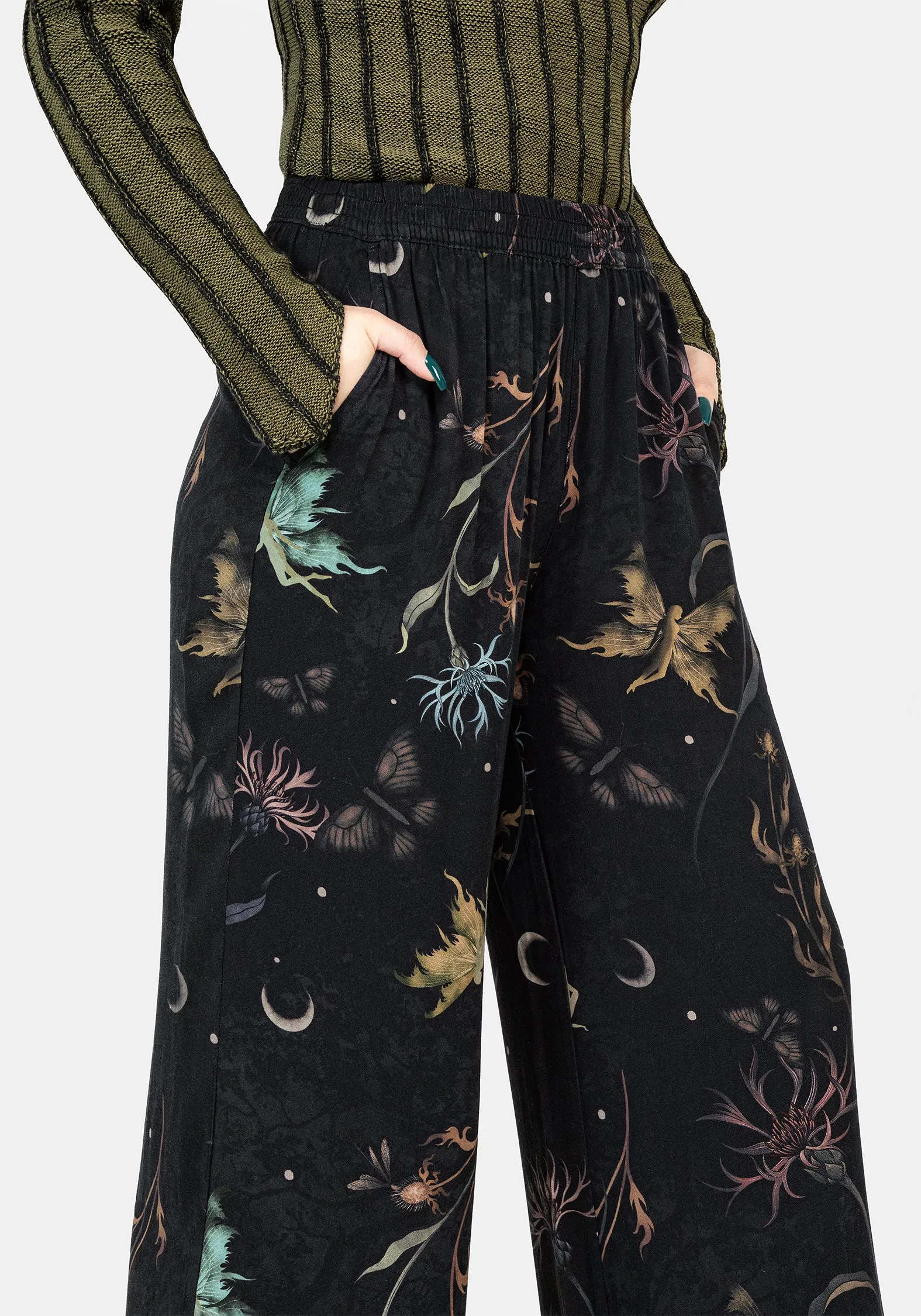 Rosanella Floral Print Straight Leg Trousers Timeless Wear Easy Stretch
