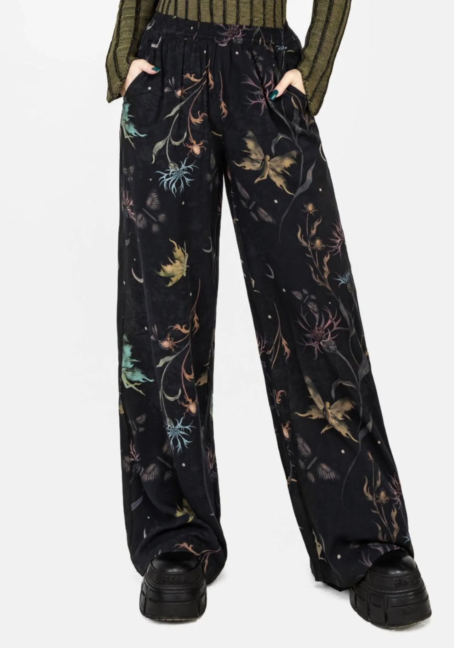 Easy Care Fabric Rosanella Floral Print Straight Leg Trousers